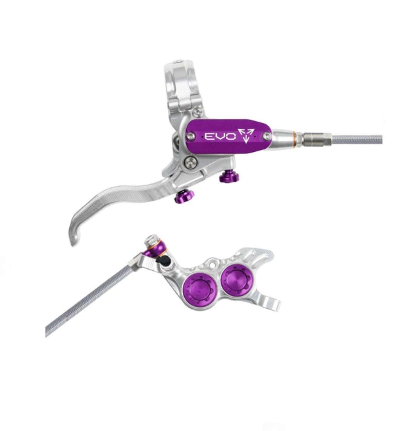 Freno Hope EVO GR4 - No Rotor - Silver/Purple - BRAIDED- Izquierdo