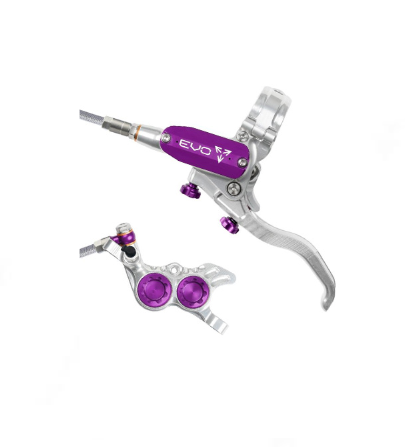 Freno Hope EVO GR4 - No Rotor - Silver/Purple - BRAIDED- Derecho