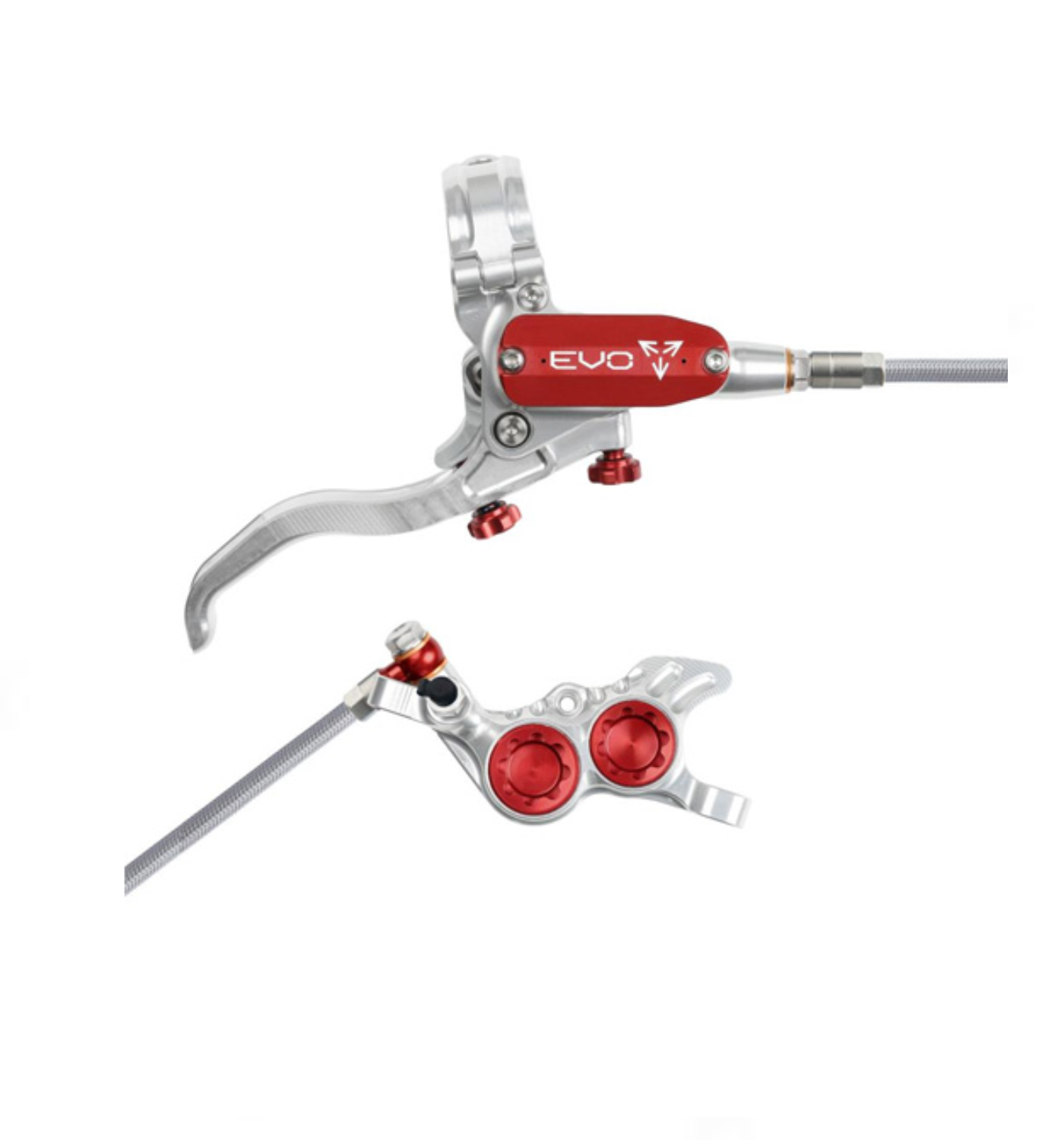 Freno Hope EVO GR4 - No Rotor - Silver/Red - BRAIDED - Izquierdo