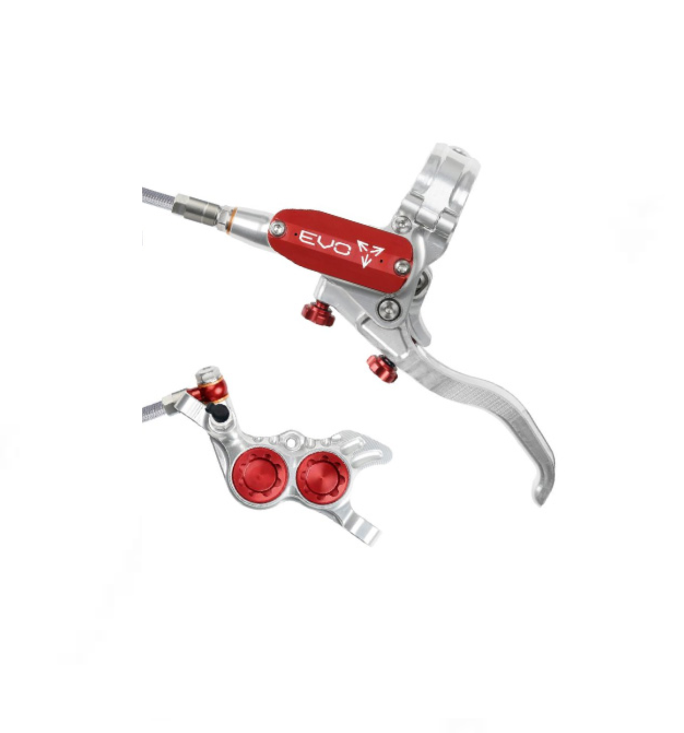 Freno Hope EVO GR4 - No Rotor - Silver/Red - BRAIDED - Derecho