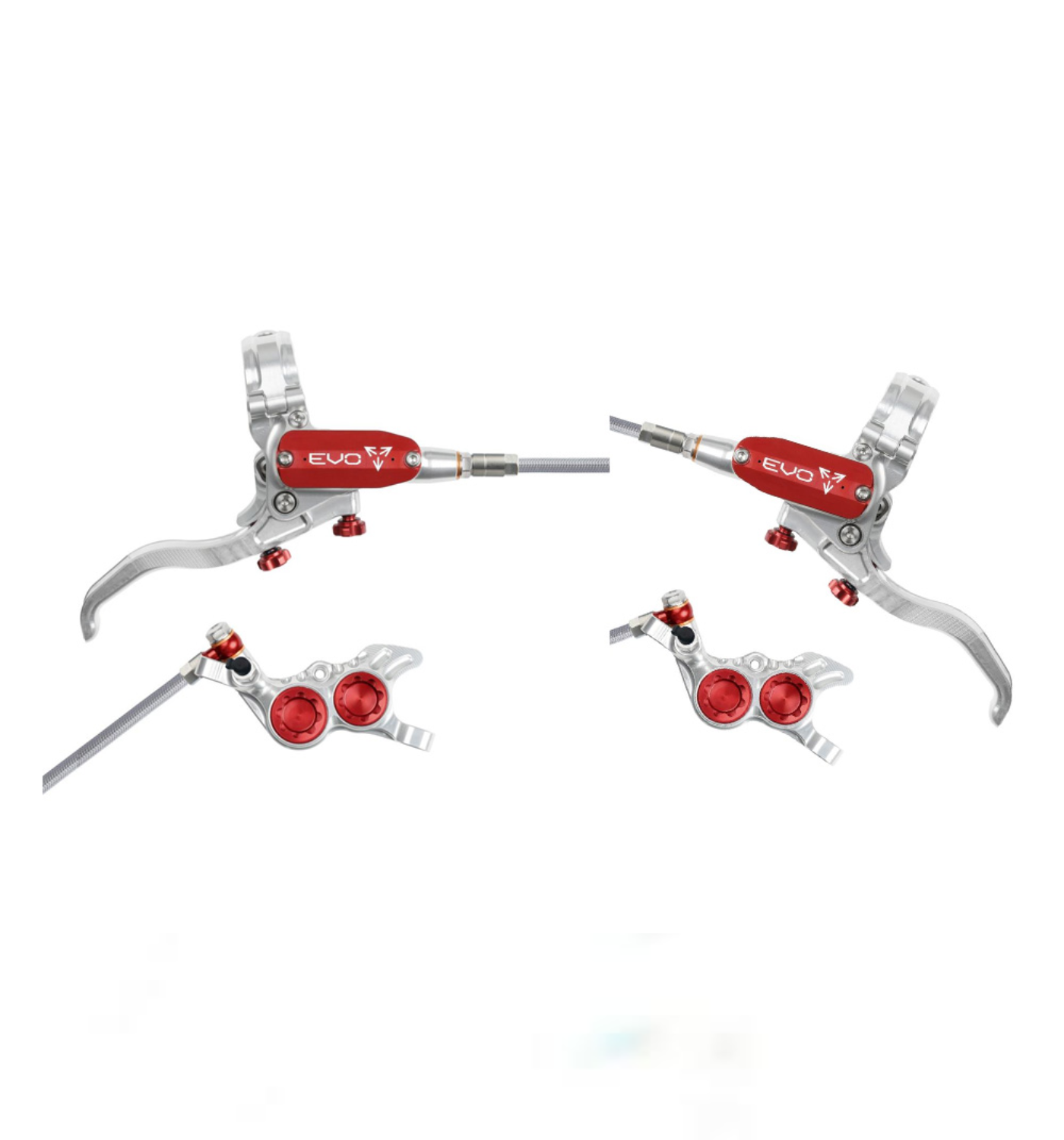 Frenos Hope EVO GR4 - No Rotor - Silver/Red - Braided