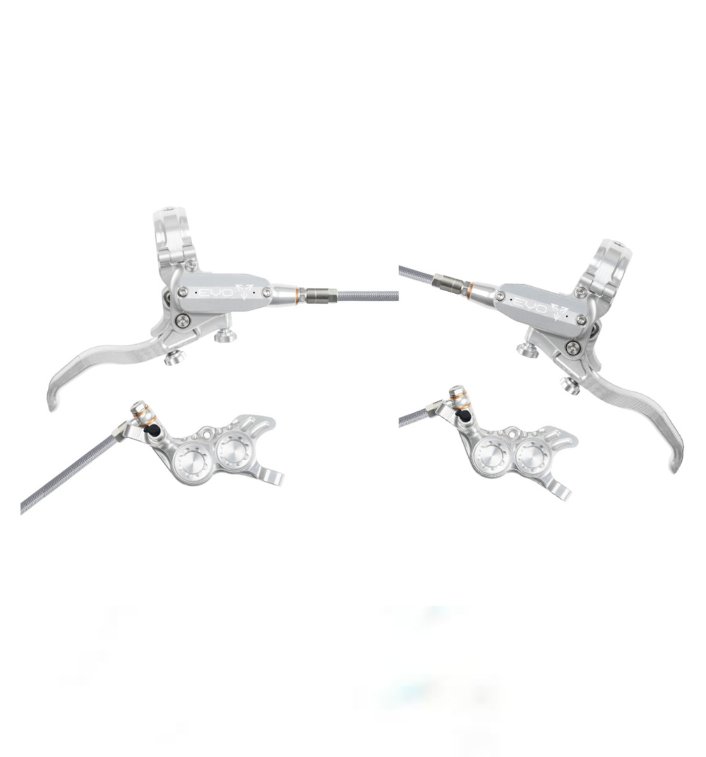 Frenos Hope EVO GR4 - No Rotor - Silver/Silver- Braided