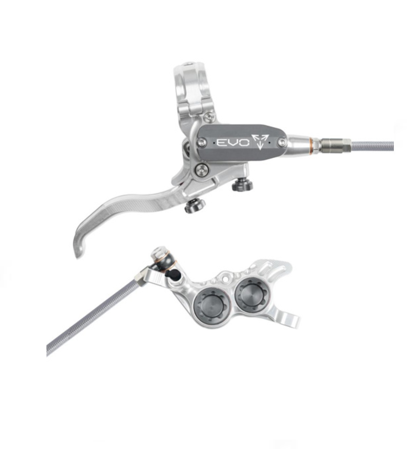 Freno Hope EVO GR4 - No Rotor - Silver/Smoke - BRAIDED - Izquierdo