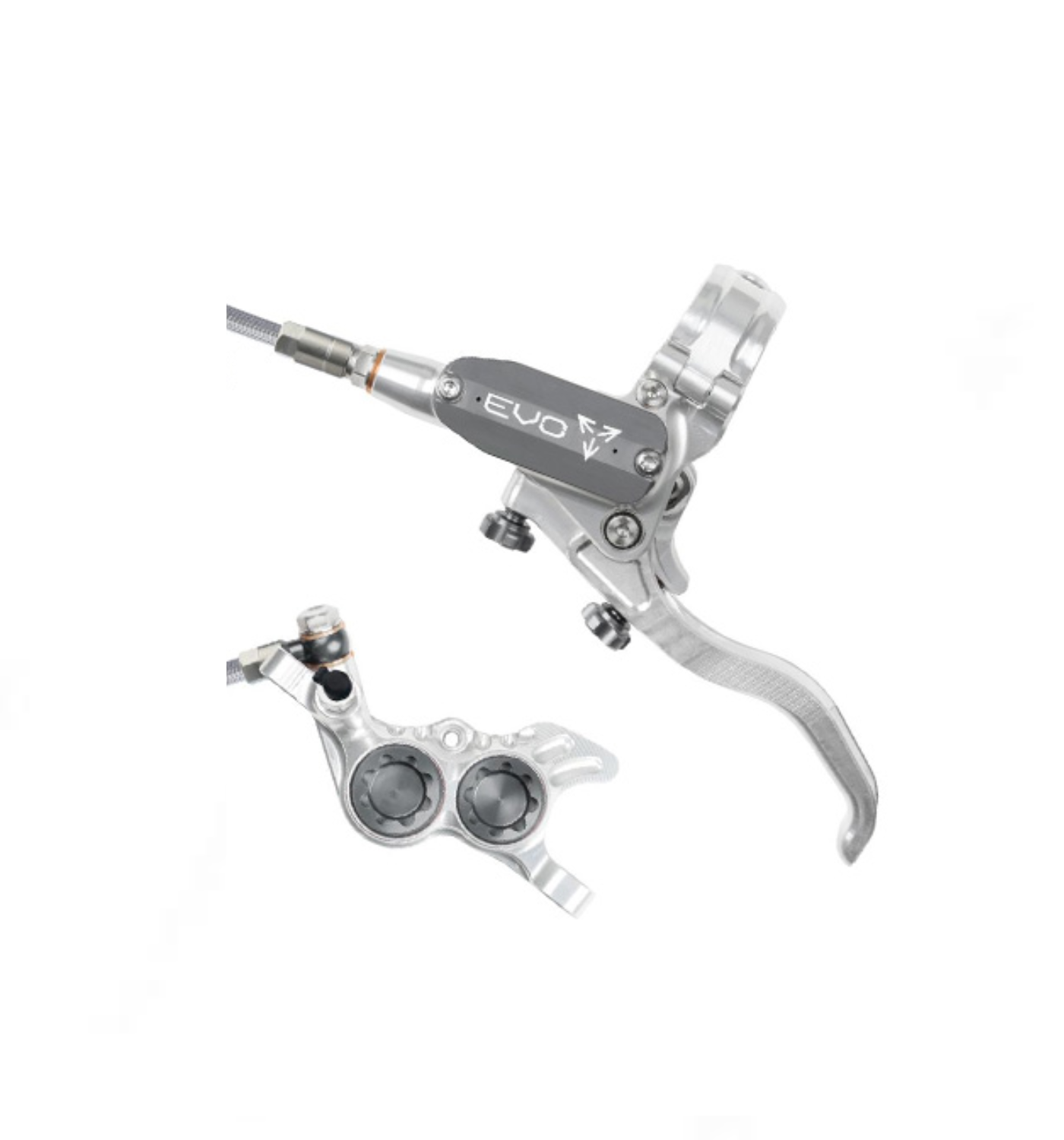 Freno Hope EVO GR4 - No Rotor - Silver/Smoke - BRAIDED - Derecho