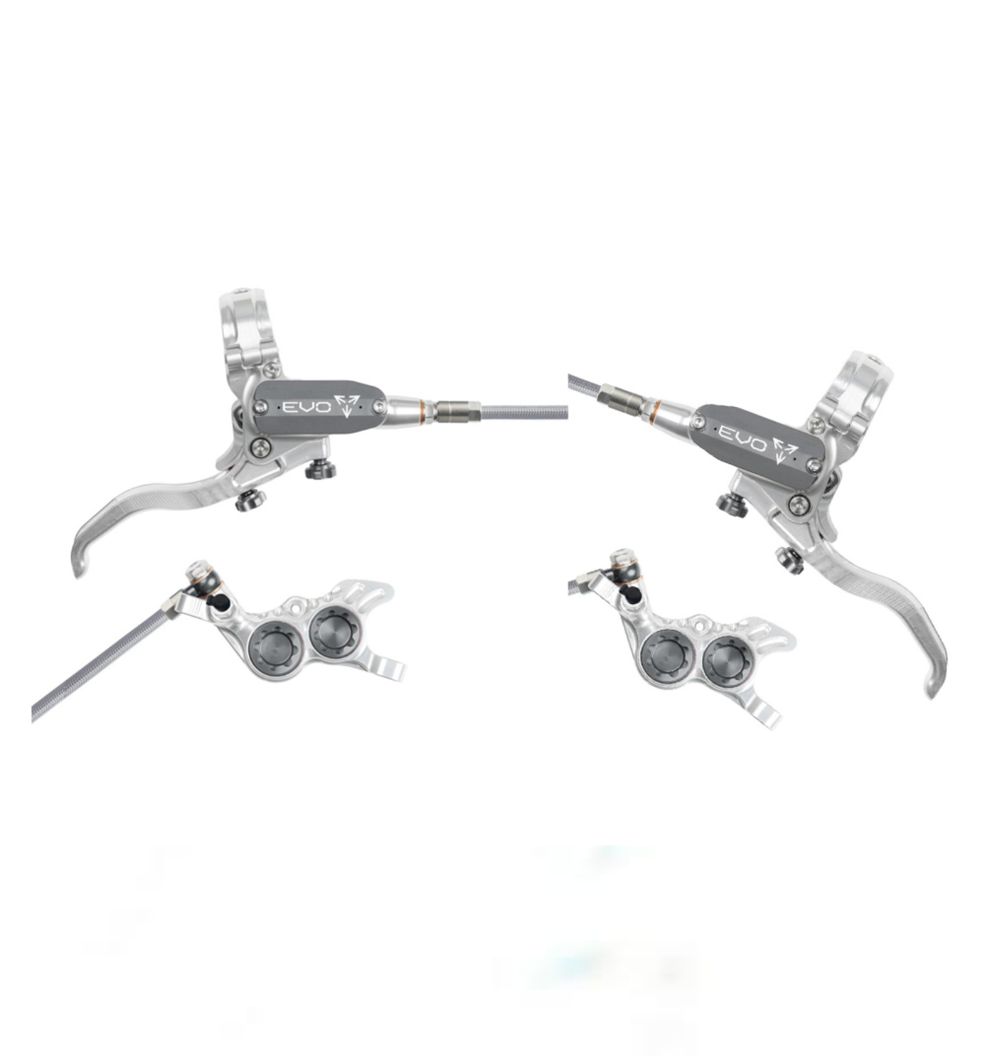 Frenos Hope EVO GR4 - No Rotor - Silver/Smoke- Braided