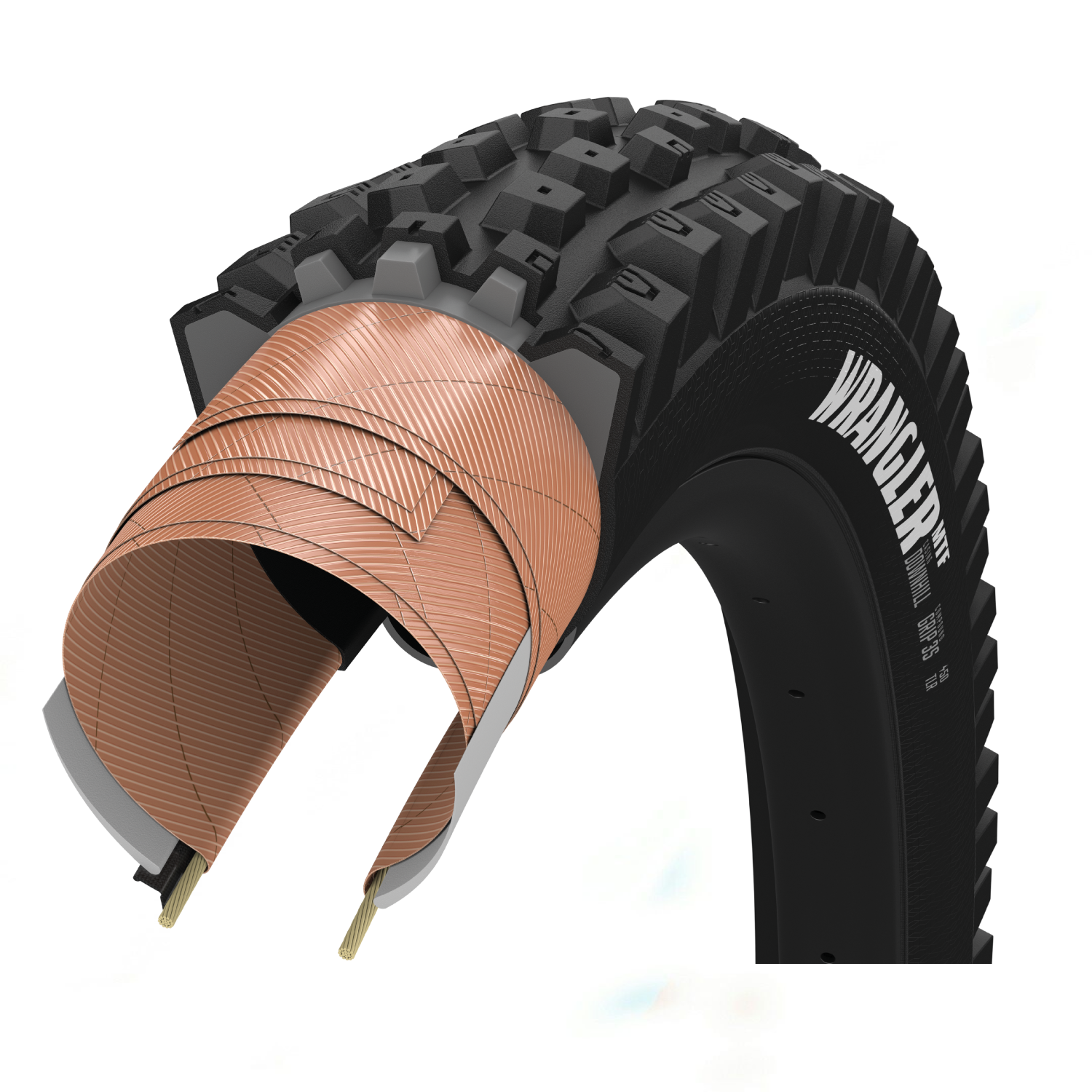 Llanta Goodyear Wrangler MTF Downhill 29x2.4 / 61-622 TLR Blk - Grip3s