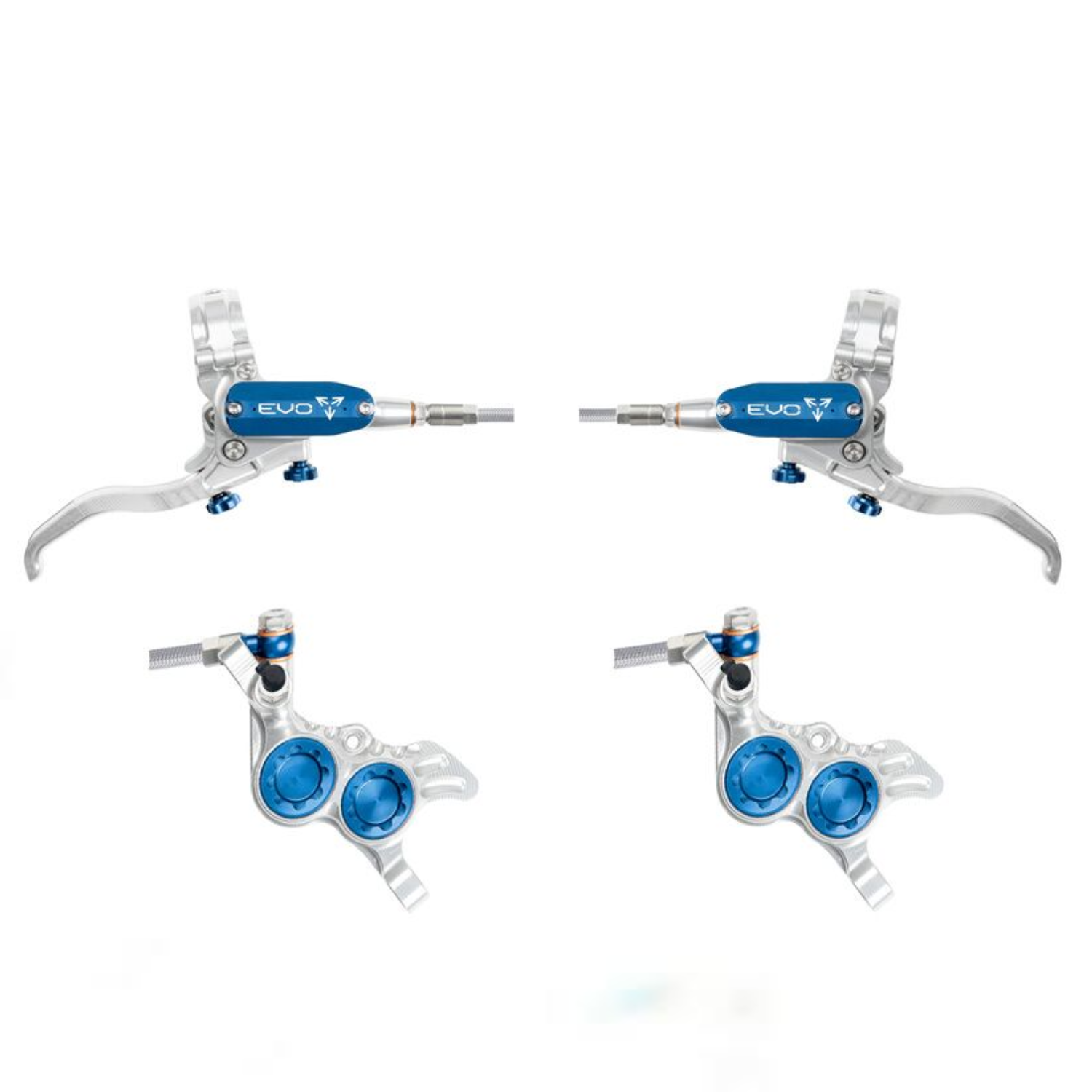 Frenos Hope EVO GR4 - No Rotor - Silver/Blue - Braided