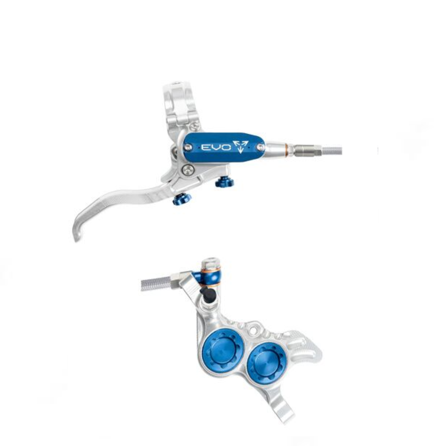 Freno Hope EVO GR4 - No Rotor - Silver/Azul - BRAIDED- Izquierdo