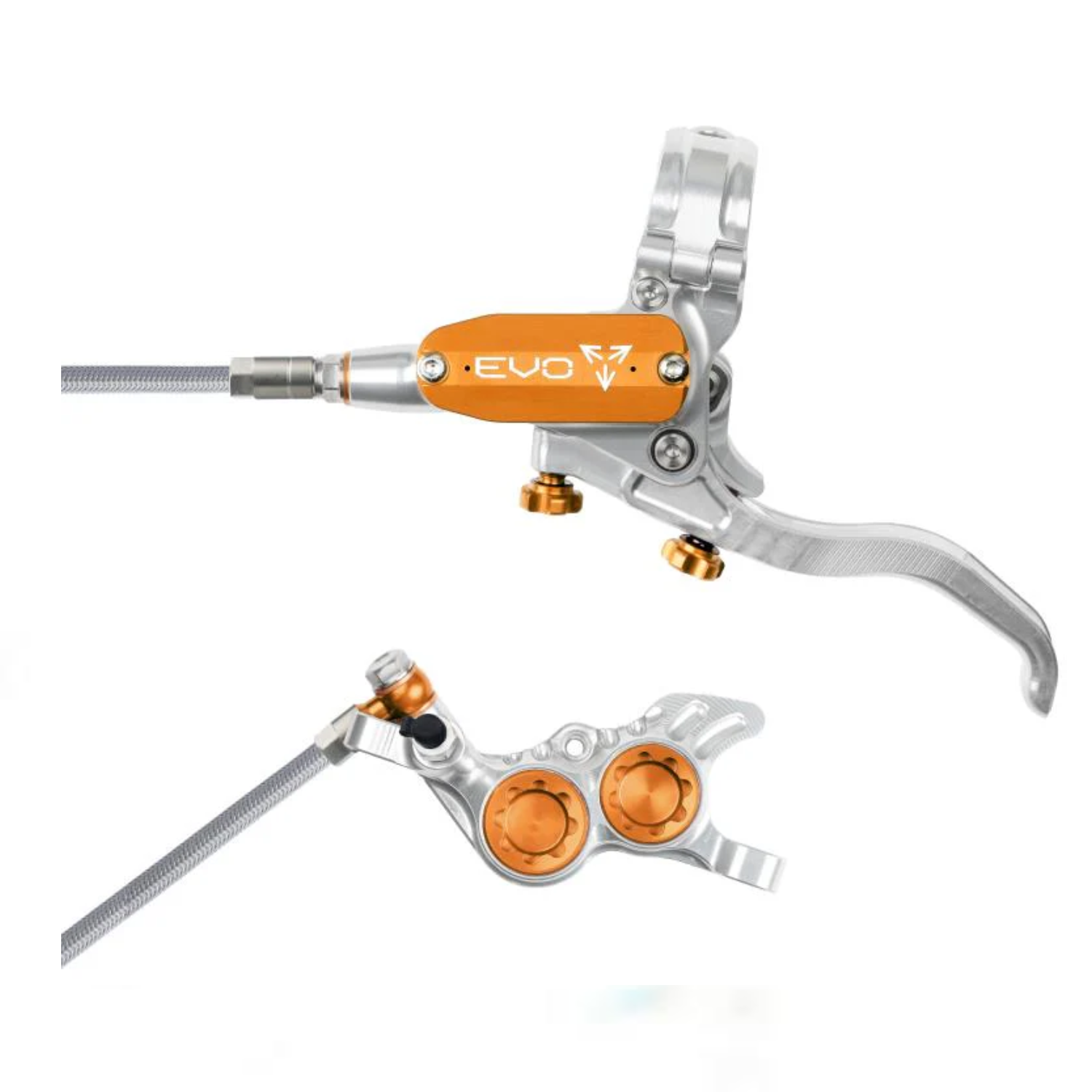 Freno Hope EVO GR4 - No Rotor - Silver/Orange - BRAIDED - Derecho