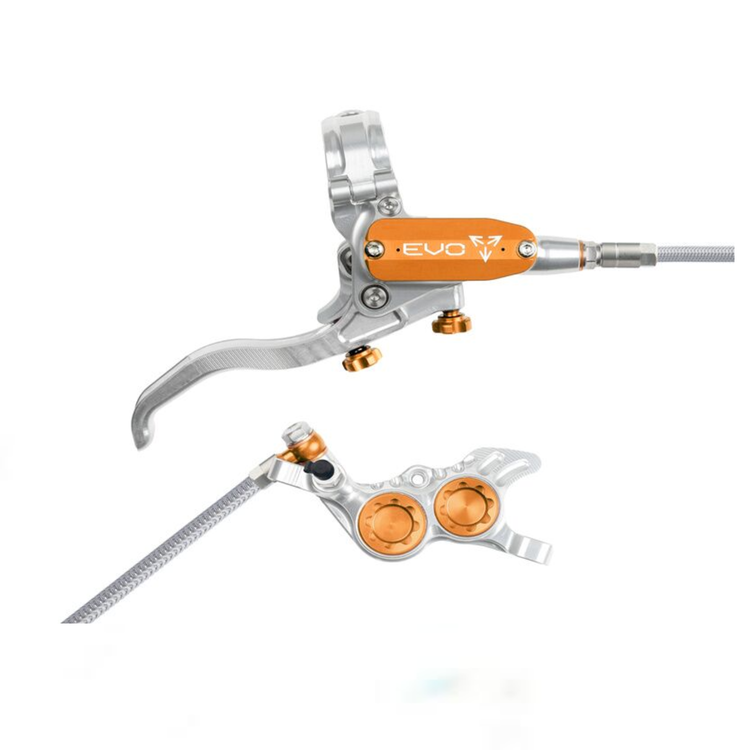Freno Hope EVO GR4 - No Rotor - Silver/Orange - BRAIDED- Izquierdo